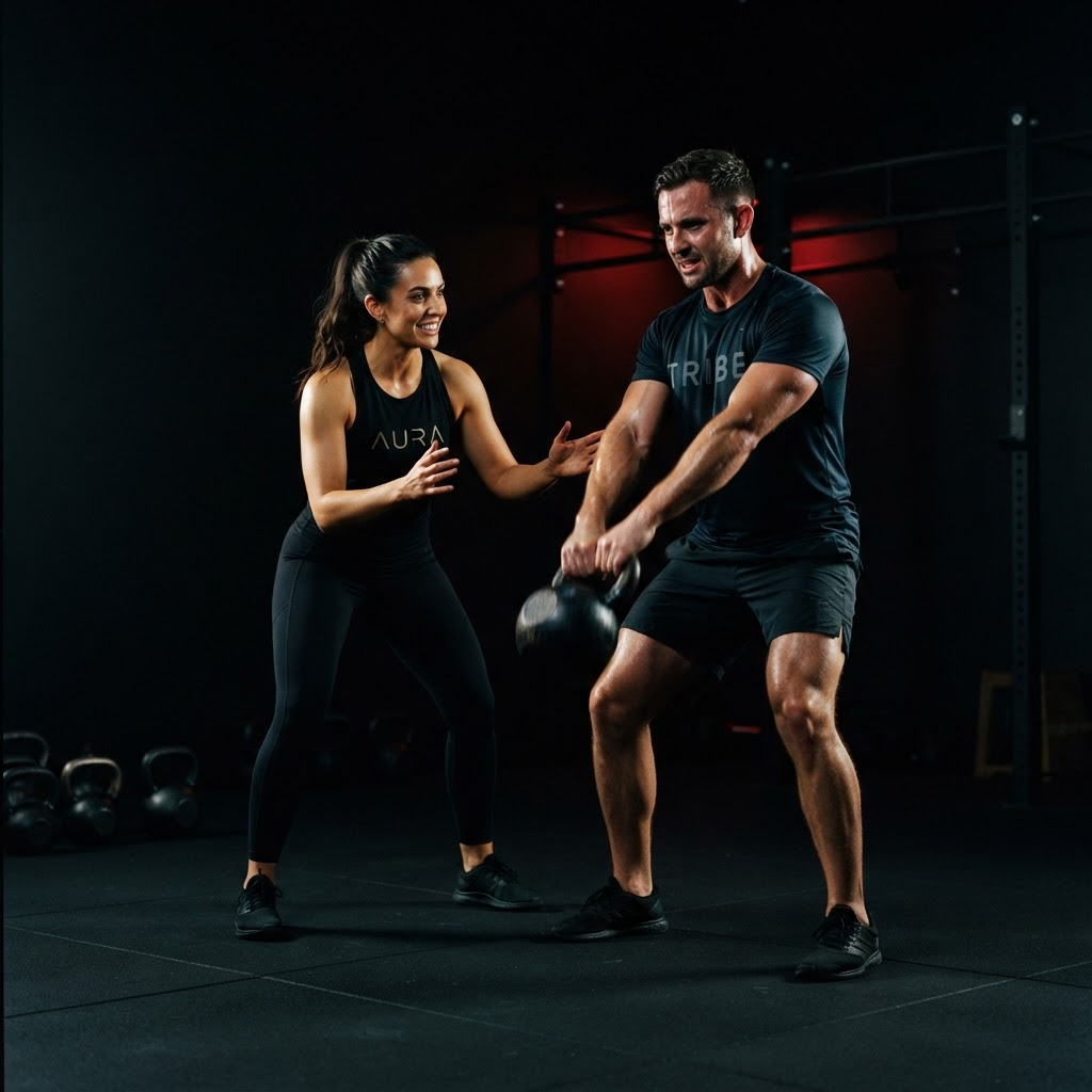 A performance coach guiding a client through a training session